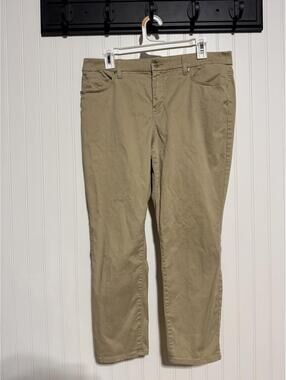 Chico's So Slimming Midi Girlfriend Ankle Pants Tan Khaki 2 (12P)